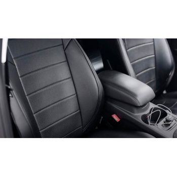 Авточехлы для салона из экокожи для Mercedes E-Class W210 '95-02, черные (Seintex)