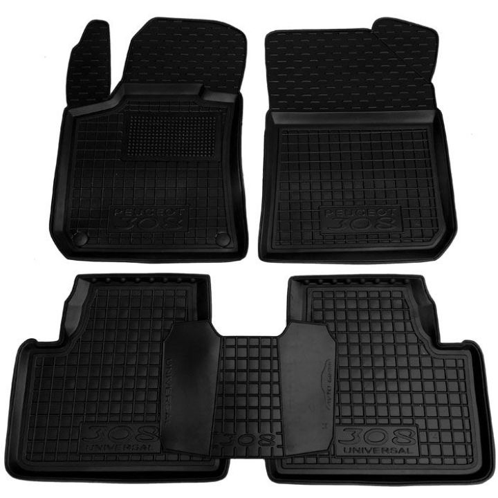 Коврики в салон для Peugeot 308 2014- (универсал), резиновые (AVTO-Gumm)