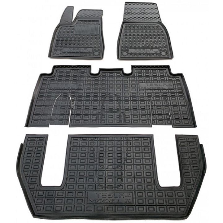 Коврики в салон для Tesla Model X '15- (3 ряда), резиновые (AVTO-Gumm)