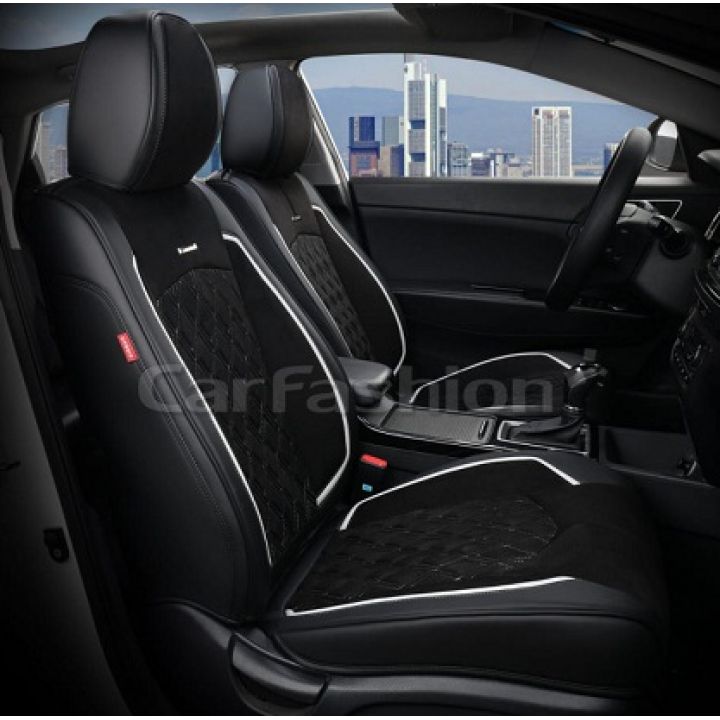 Универсальные чехлы на передние сиденья Diamond front, черный / черный / серый (CarFashion)
