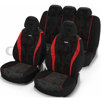 Универсальные чехлы на сиденья Record, красный / черный / красный (CarFashion)