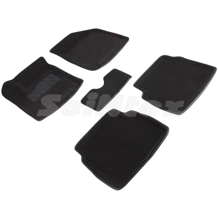 Коврики в салон 3d для Chevrolet Aveo '04-11, черные текстильные, (Seintex)