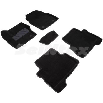 Коврики в салон 3d для Ford Kuga '16-19, черные текстильные, (Seintex)