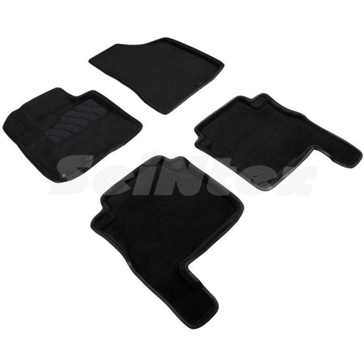 Коврики в салон 3d для Hyundai Santa Fe '06-10 CM, черные текстильные, (Seintex)