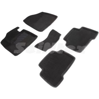 Коврики в салон 3d для Hyundai Santa Fe '13-17 DM, черные текстильные, (Seintex)
