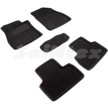 Коврики в салон 3d для Nissan Juke '11-20, черные текстильные, (Seintex)