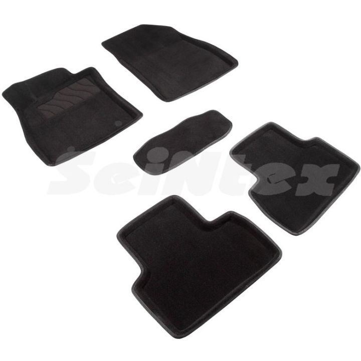 Коврики в салон 3d для Nissan Juke '11-20, черные текстильные, (Seintex)