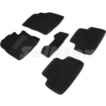 Коврики в салон 3d для Nissan Qashqai '14-, черные текстильные, (Seintex)