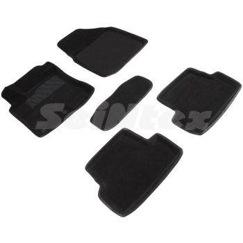 Коврики в салон 3d для Nissan Qashqai '06-14, черные текстильные, (Seintex)