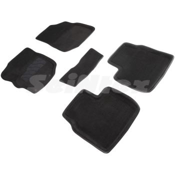 Коврики в салон 3d для Peugeot 301 '12-, черные текстильные, (Seintex)