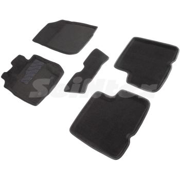 Коврики в салон 3d для Renault Duster '10-15, черные текстильные, (Seintex)
