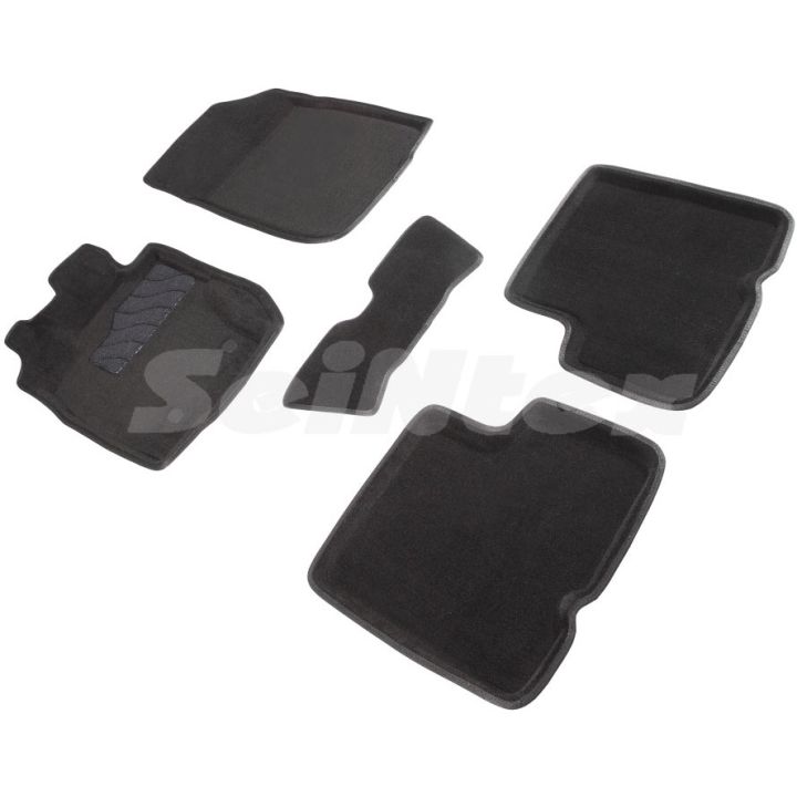 Коврики в салон 3d для Renault Duster '10-15, черные текстильные, (Seintex)