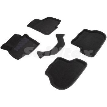 Коврики в салон 3d для Skoda Octavia A5 '05-13, черные текстильные, (Seintex)