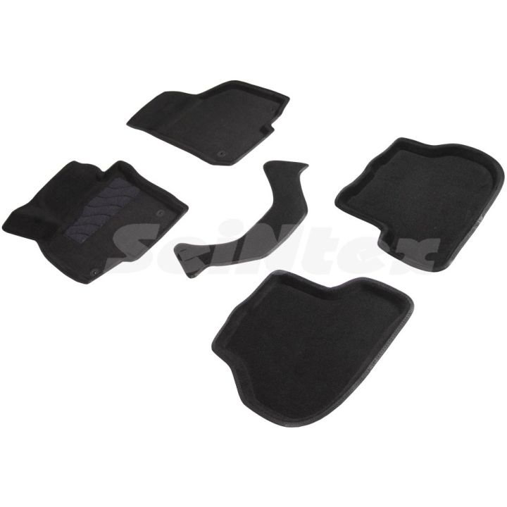 Коврики в салон 3d для Skoda Octavia A5 '05-13, черные текстильные, (Seintex)