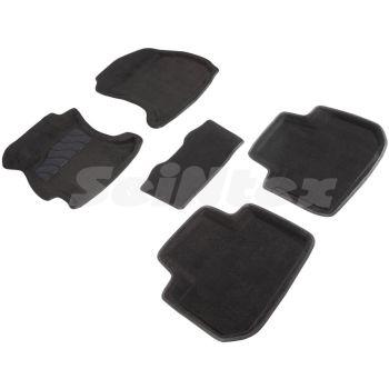 Коврики в салон 3d для Subaru Forester '13-18, черные текстильные, (Seintex)