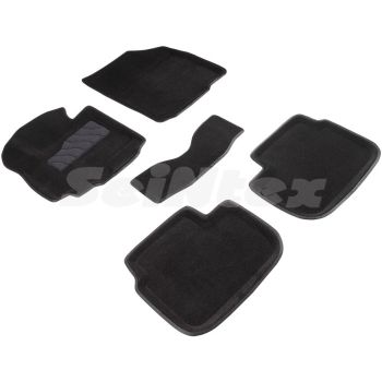 Коврики в салон 3d для Suzuki SX4 '06-14, черные текстильные, (Seintex)