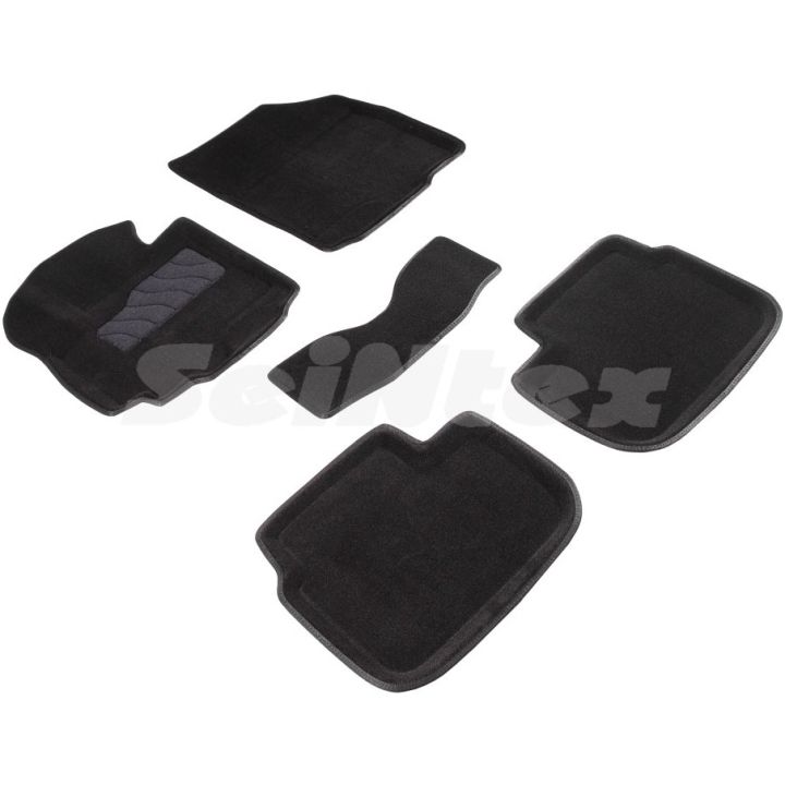 Коврики в салон 3d для Suzuki SX4 '06-14, черные текстильные, (Seintex)