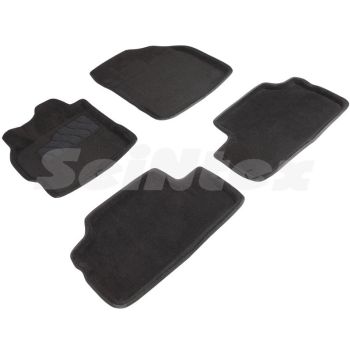 Коврики в салон 3d для Toyota Corolla 2007-2012, черные текстильные, (Seintex)