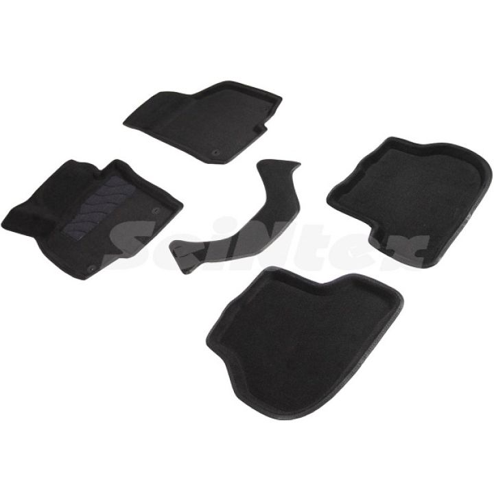 Коврики в салон 3d для Volkswagen Golf 6 '09-12, черные текстильные, (Seintex)