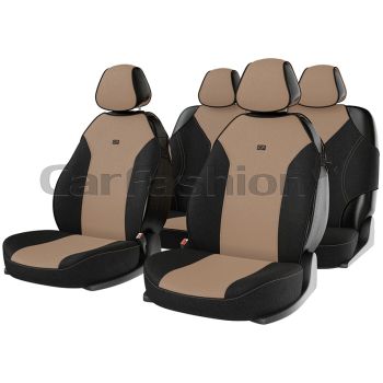 Комплект майки чехлы на сиденья "BINGO", бежевый/черный/бежевый (CarFashion)