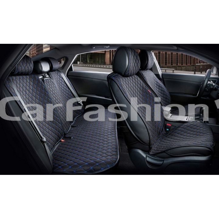 Каркасные накидки на сиденья комплект Crown, черный / черный / синий, (CarFashion)