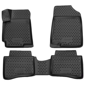 Коврики 3D в салон для Hyundai Accent (Solaris) '11-17, полиуретановые Element-Novline