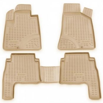 Коврики в салон для Hyundai Santa Fe '06-10 CM бежевые, полиуретановые Element-Novline