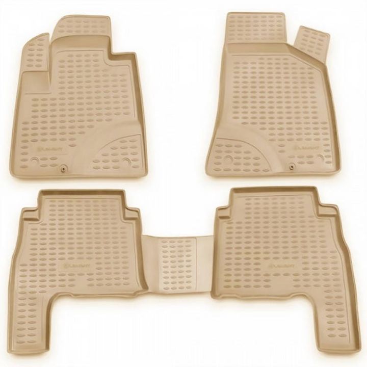 Коврики в салон для Hyundai Santa Fe '06-10 CM бежевые, полиуретановые Element-Novline