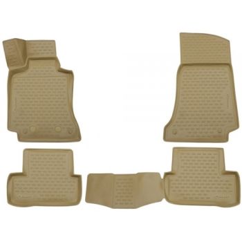 Коврики 3D в салон для Mercedes C-Class W205 '14-21 бежевые, полиуретановые Element-Novline