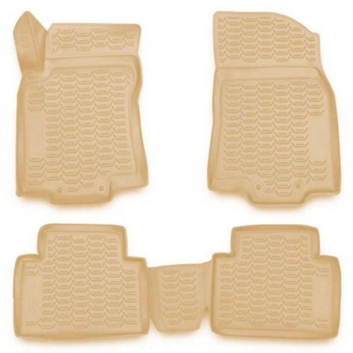 Коврики 3D в салон для Nissan X-Trail (T32) '14-, бежевые полиуретановые Element-Novline