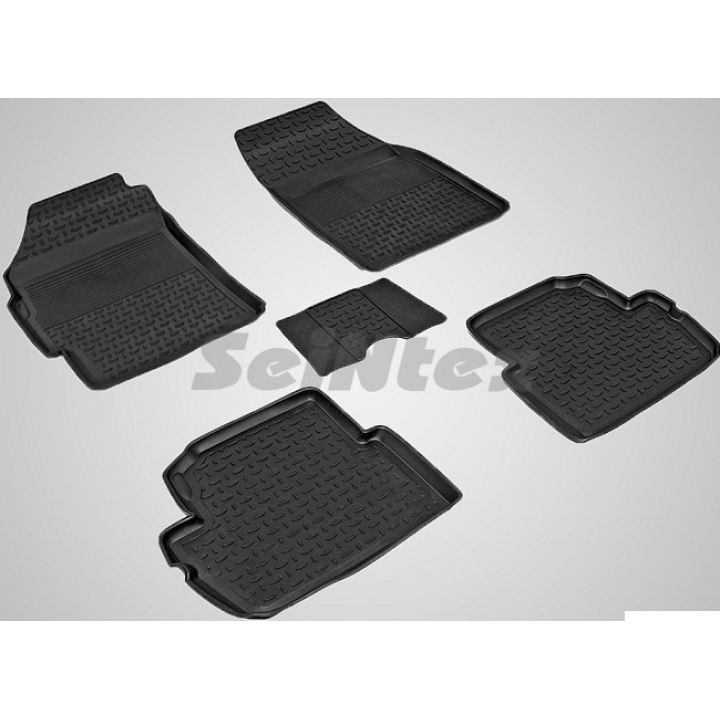 Коврики в салон для Chevrolet Spark '11- резиновые, черные (Seintex)
