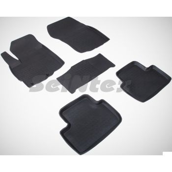 Коврики в салон для Citroen C4 Aircross '12- резиновые, черные (Seintex)
