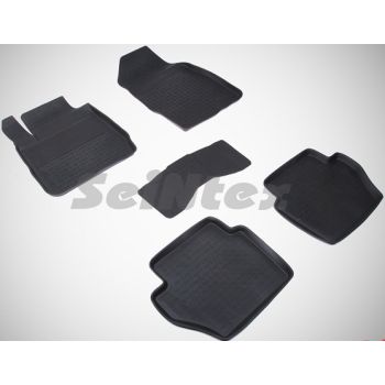 Коврики в салон для Ford Fiesta '09-17 резиновые, черные (Seintex)