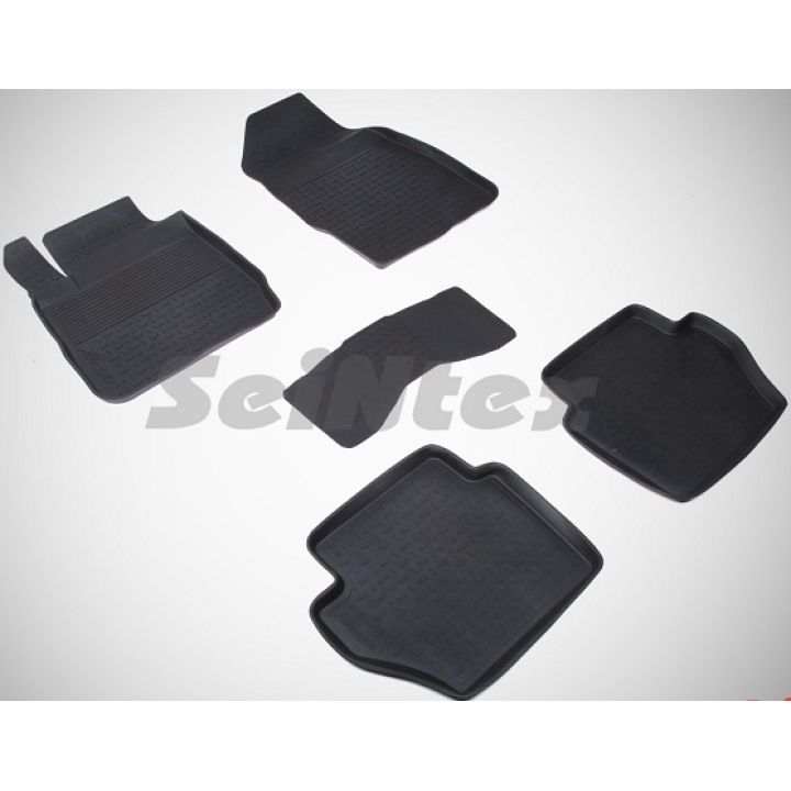Коврики в салон для Ford Fiesta '09-17 резиновые, черные (Seintex)