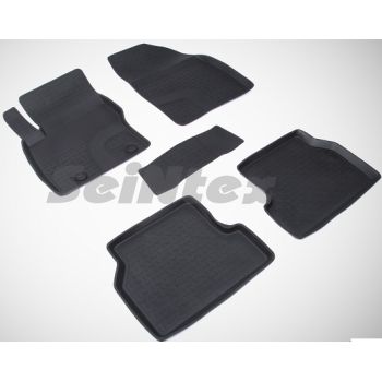 Коврики в салон для Ford Focus 2 '04-11 резиновые, черные (Seintex)