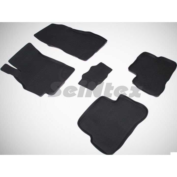 Коврики в салон для Hyundai Accent '01-05 резиновые, черные (Seintex)