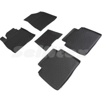 Коврики в салон для Hyundai Sonata '15- LF резиновые, черные (Seintex)