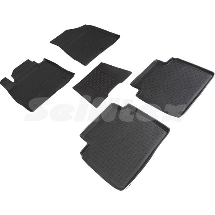 Коврики в салон для Hyundai Sonata '15- LF резиновые, черные (Seintex)