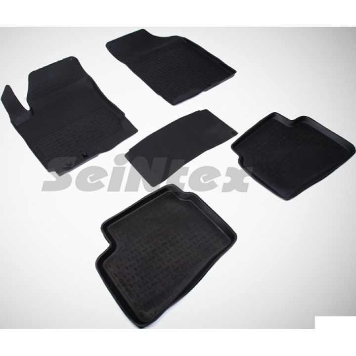Коврики в салон для Kia Ceed '06-12 резиновые, черные (Seintex)