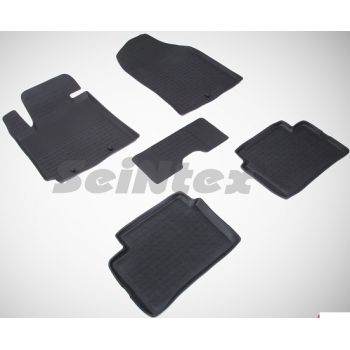 Коврики в салон для Kia Picanto '11-17 резиновые, черные (Seintex)