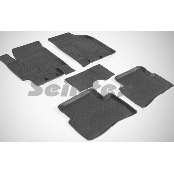 Коврики в салон для Kia Rio '05-11 резиновые, черные (Seintex)