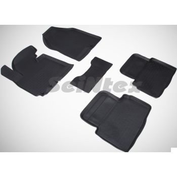 Коврики в салон для Kia Sportage 2010 - 2015 резиновые, черные (Seintex)
