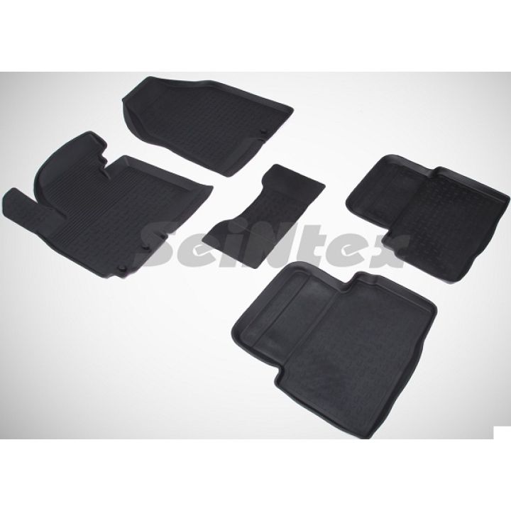 Коврики в салон для Kia Sportage 2010 - 2015 резиновые, черные (Seintex)