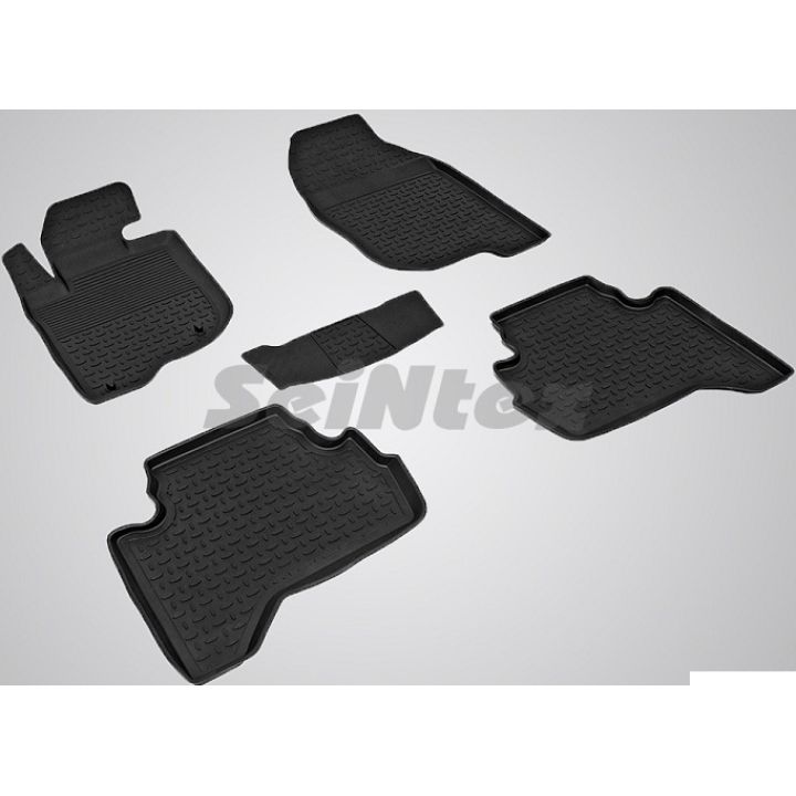 Коврики в салон для Mitsubishi L200 / Triton '05-15 резиновые, черные (Seintex)