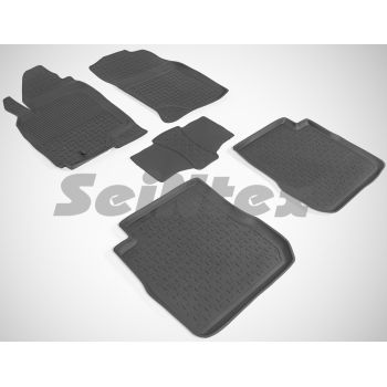 Коврики в салон для Mitsubishi Outlander '03-07 резиновые, черные (Seintex)
