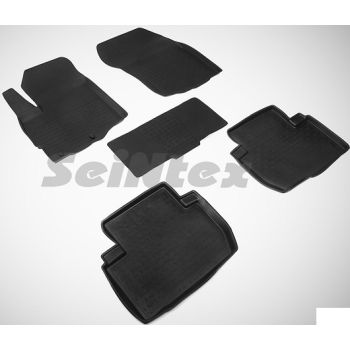 Коврики в салон для Mitsubishi Outlander '12- резиновые, черные (Seintex)