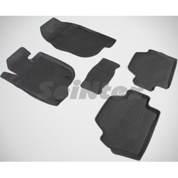 Коврики в салон для Mitsubishi Pajero Sport '08-16 резиновые, черные (Seintex)