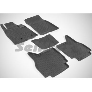 Коврики в салон для Mitsubishi Pajero Wagon 4 '07- резиновые, черные (Seintex)