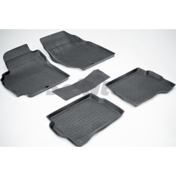 Коврики в салон для Nissan Almera Classic '06-13 резиновые, черные (Seintex)