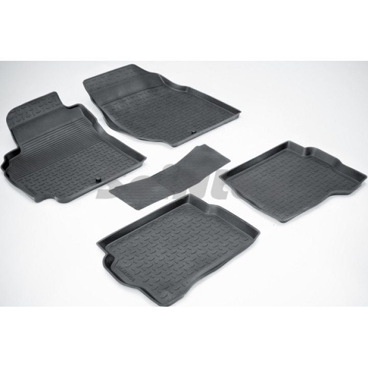 Коврики в салон для Nissan Almera Classic '06-13 резиновые, черные (Seintex)